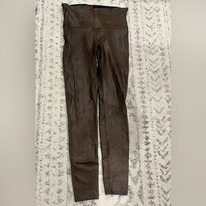 SPANX faux leather bronze leggings